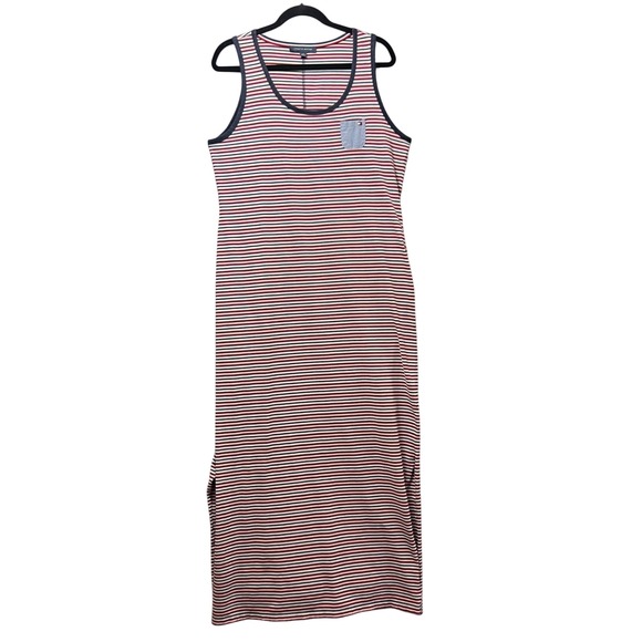 Tommy‎ Hilfiger Tank Maxi Dress Striped Sleeveless Casual Pocket Large Red White - Picture 4 of 8
